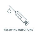 Receiving injections vector line icon, linear concept, outline sign, symbol Royalty Free Stock Photo