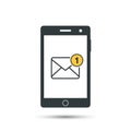 Receiving messages, mail on mobile phone. Incoming SMS. New letter. Vector icon Royalty Free Stock Photo