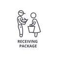 Receiving package thin line icon, sign, symbol, illustation, linear concept, vector