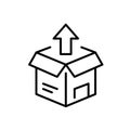 Receiving and unpacking a parcel. Home delivery shipment. Pixel perfect, editable stroke