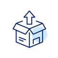 Receiving and unpacking a parcel. Home delivery shipment. Pixel perfect icon