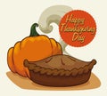 Recent Baked Delicious Thanksgiving Pie, Vector Illustration