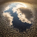 A recent rain capturing the ephemeral beauty of reflections in Royalty Free Stock Photo