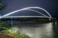 Lighted Pedestrian Bridge Crossing Willamette River Riverfront P Royalty Free Stock Photo