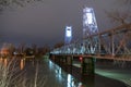 Lighted Pedestrian Bridge Crossing Willamette River Riverfront P Royalty Free Stock Photo