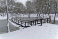 The recently frozen city pond Royalty Free Stock Photo