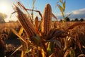 Recently harvested corn spikes create Royalty Free Stock Photo