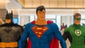 Statue of Superman, Batman and Green Lantern at the Mall of Dilmunia in Bahrain, August 3, 2020