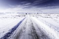 Recently plowed bike path which connects Haskayne Legacy Park to Glenbow Ranch Provincial Park overlooking prairie lands near Royalty Free Stock Photo