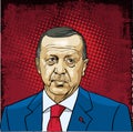 Recep Tayyip Erdogan portrait, line art illustration vector Royalty Free Stock Photo