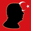 Recep Tayyip Erdogan silhouette with Turkey flag