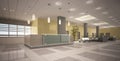 Hospital reception area perspektive. 3d rendring