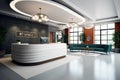 Reception area with reception desk in a small 1695526226416 3 Royalty Free Stock Photo