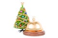 Reception bell with Christmas tree. 3D rendering Royalty Free Stock Photo