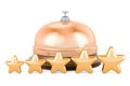 Reception bell with five golden stars, 3D rendering Royalty Free Stock Photo