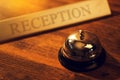 Reception bell at hotel check in desk Royalty Free Stock Photo