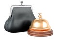Reception bell with purse coin, 3D rendering