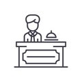 Reception desk black icon concept. Reception desk flat vector symbol, sign, illustration. Royalty Free Stock Photo