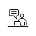 Reception desk business people icon simple line flat illustration