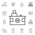 Reception flat vector icon in hotel service pack