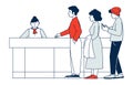 Reception queue. People standing in line to front desk Royalty Free Stock Photo
