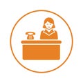 Reception, receptionist, orange version, lobby, office, service icon