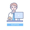 Reception staff - modern colored line design style icon