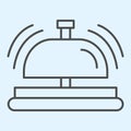 Reception thin line icon. Hotel inventory, bell ringing attention sound. Horeca vector design concept, outline style