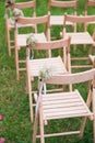 Reception wedding wood chairs Royalty Free Stock Photo
