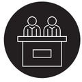 Receptionist desk black vector concept icon. Receptionist desk flat illustration, sign Royalty Free Stock Photo