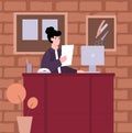 Receptionist of hairdresser salon or barber shop, cartoon vector illustration. Royalty Free Stock Photo
