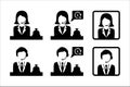 Receptionist icon. Hotel customer service vector icons. Help and information call center sign. Front officer desk waiter symbol.