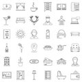 Receptionist icons set, outline style