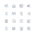 Receptionist line icons collection. Greeting, Answering, Front-desk, Teleph, Client, Appointment, Hospitality vector and