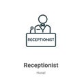 Receptionist outline vector icon. Thin line black receptionist icon, flat vector simple element illustration from editable hotel