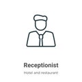 Receptionist outline vector icon. Thin line black receptionist icon, flat vector simple element illustration from editable hotel