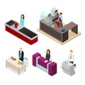 Receptionists Set Isometric View. Vector