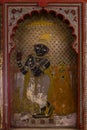 Recessed Painting of Hindu Krishna within Mughal Window
