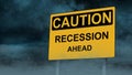 Recession Ahead Caution Road Sign with Storm Royalty Free Stock Photo