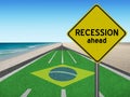 Recession ahead sign leading to Rio games Royalty Free Stock Photo