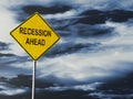 Recession Ahead warning sign Royalty Free Stock Photo