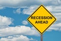 Recession Ahead Warning Sign Royalty Free Stock Photo