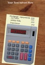 Recession calculator on old pine table