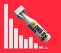 Recession Chart and Falling White Bomb with COVID-19 inscription. Concept of Impact of Coronavirus on Economy, Manufacturing.