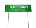 RECESSION 3D Illustration Highway Sign Over White Background with Clipping Path Royalty Free Stock Photo
