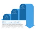 Recession, decline business arrow. Decreasing graph flat vector