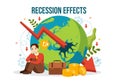 Recession Effects Vector Illustration with Impact on Economic Growth and Economical Activity Decline Result in Flat Cartoon