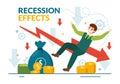 Recession Effects Vector Illustration with Impact on Economic Growth and Economical Activity Decline Result in Flat Cartoon