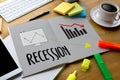 Recession Financial Risk Failure down , Business graph with arrows tending Recession , Recession, global economy crisis , Economy Royalty Free Stock Photo