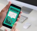 Recession Financial Risk Failure down , Business graph with arrows tending Recession , Recession, global economy crisis , Economy Royalty Free Stock Photo